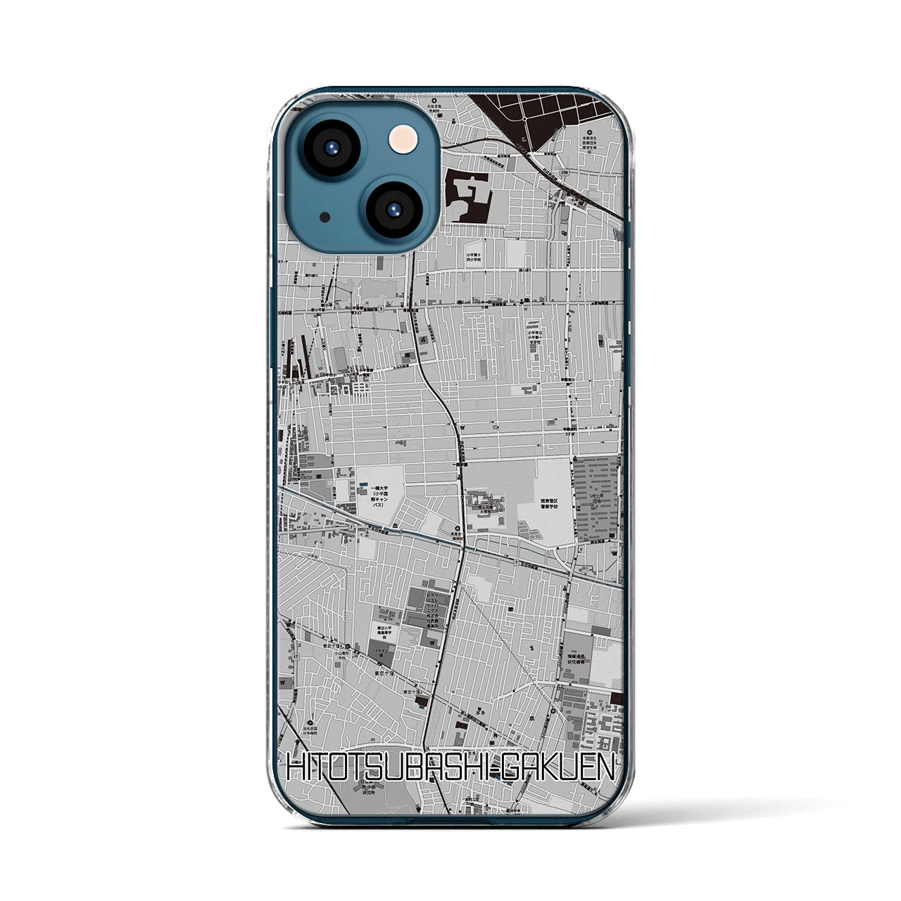 【一橋学園（東京都）】地図柄iPhoneケース（クリアタイプ）