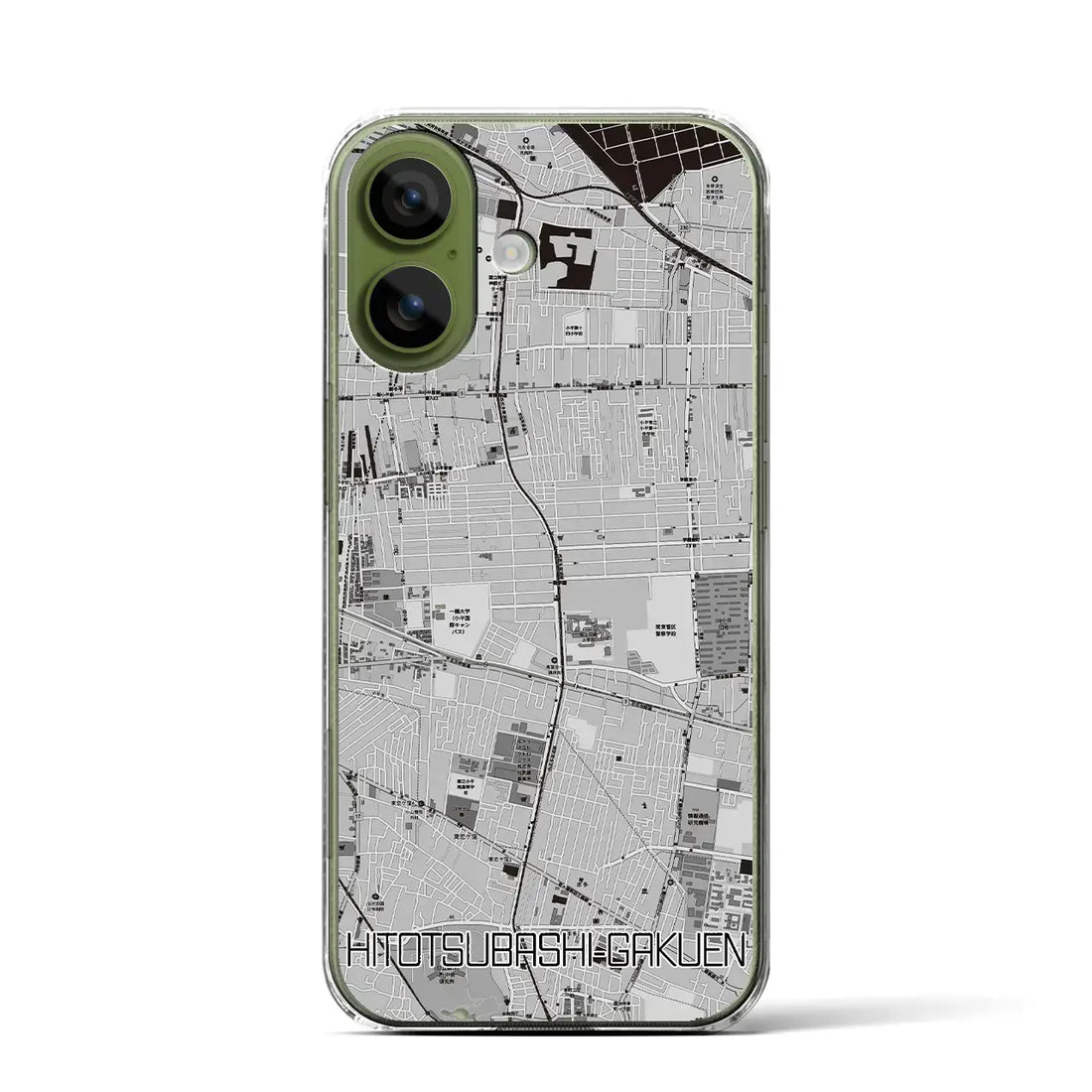 【一橋学園（東京都）】地図柄iPhoneケース（クリアタイプ）モノトーン・iPhone 17 Pro Max 用