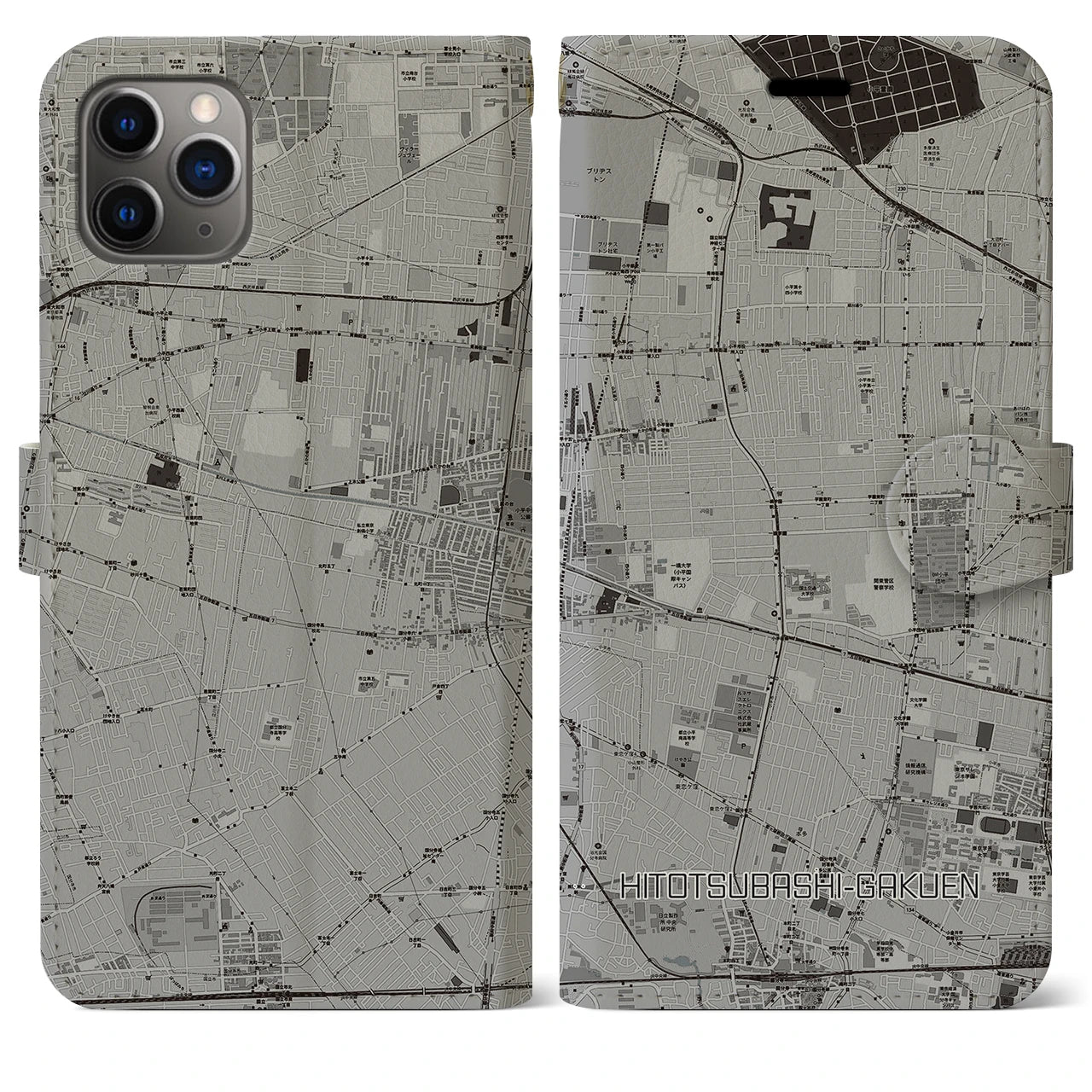 【一橋学園（東京都）】地図柄iPhoneケース（手帳タイプ）