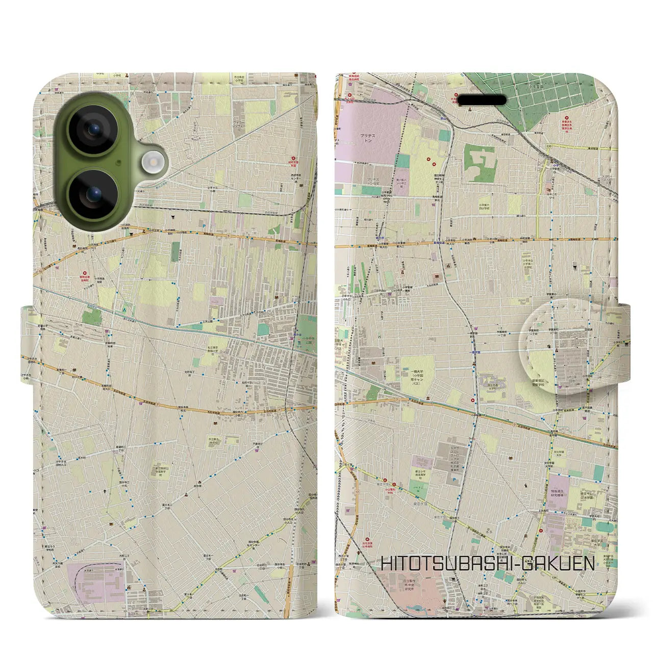 【一橋学園（東京都）】地図柄iPhoneケース（手帳タイプ）