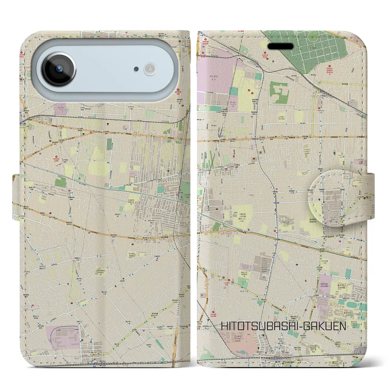 【一橋学園（東京都）】地図柄iPhoneケース（手帳タイプ）