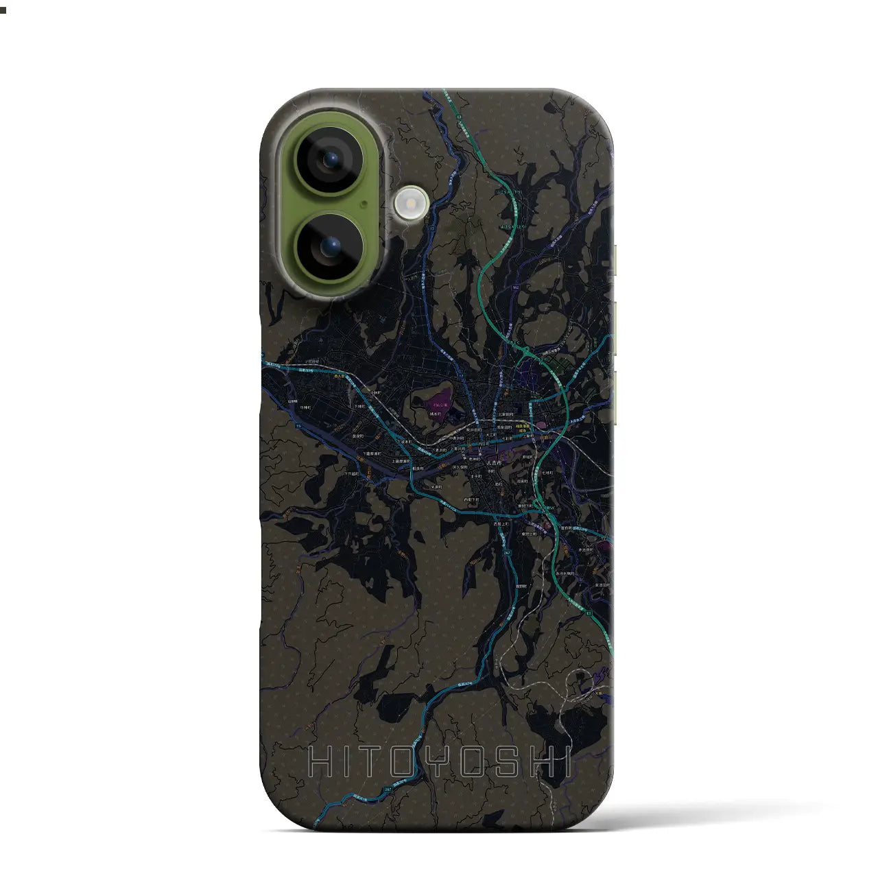 【人吉（熊本県）】地図柄iPhoneケース（バックカバータイプ）