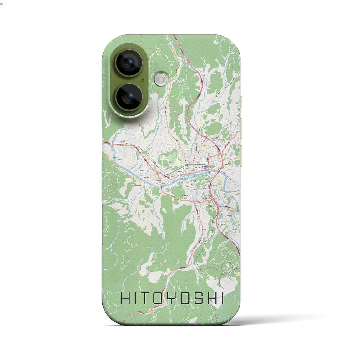 【人吉（熊本県）】地図柄iPhoneケース（バックカバータイプ）ナチュラル・iPhone 17 Pro Max 用