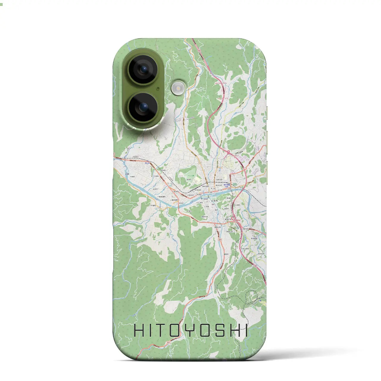 【人吉（熊本県）】地図柄iPhoneケース（バックカバータイプ）