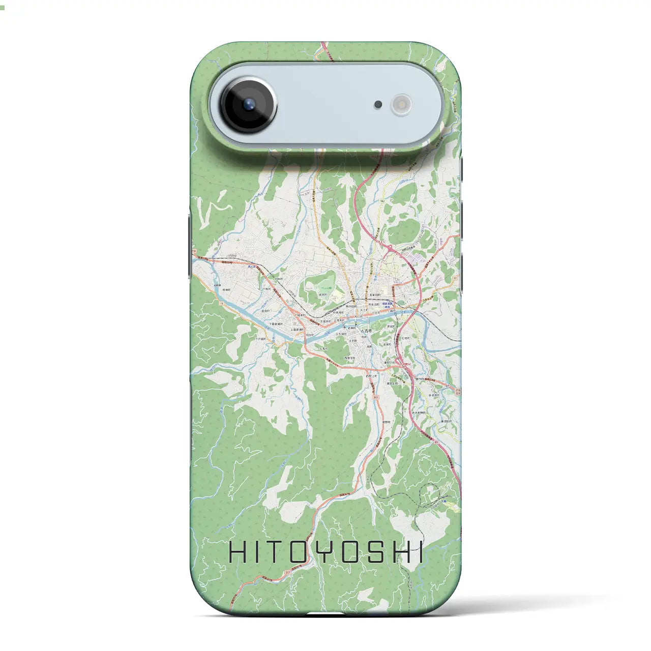 【人吉（熊本県）】地図柄iPhoneケース（バックカバータイプ）ブラック・iPhone 17 Pro Max 用