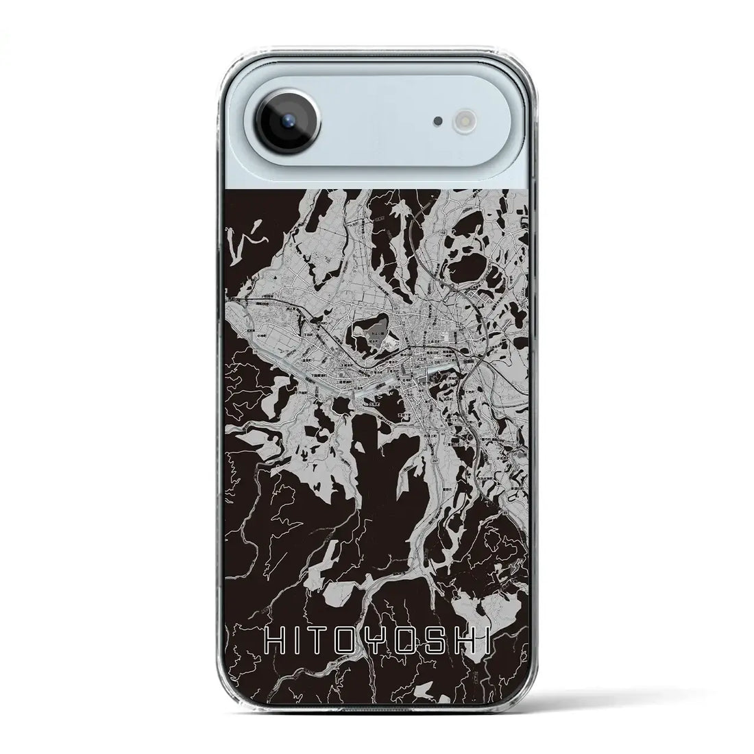 【人吉(熊本県)】地図柄iPhoneケース(クリアタイプ)モノトーン・iPhone 17 Pro Max 用