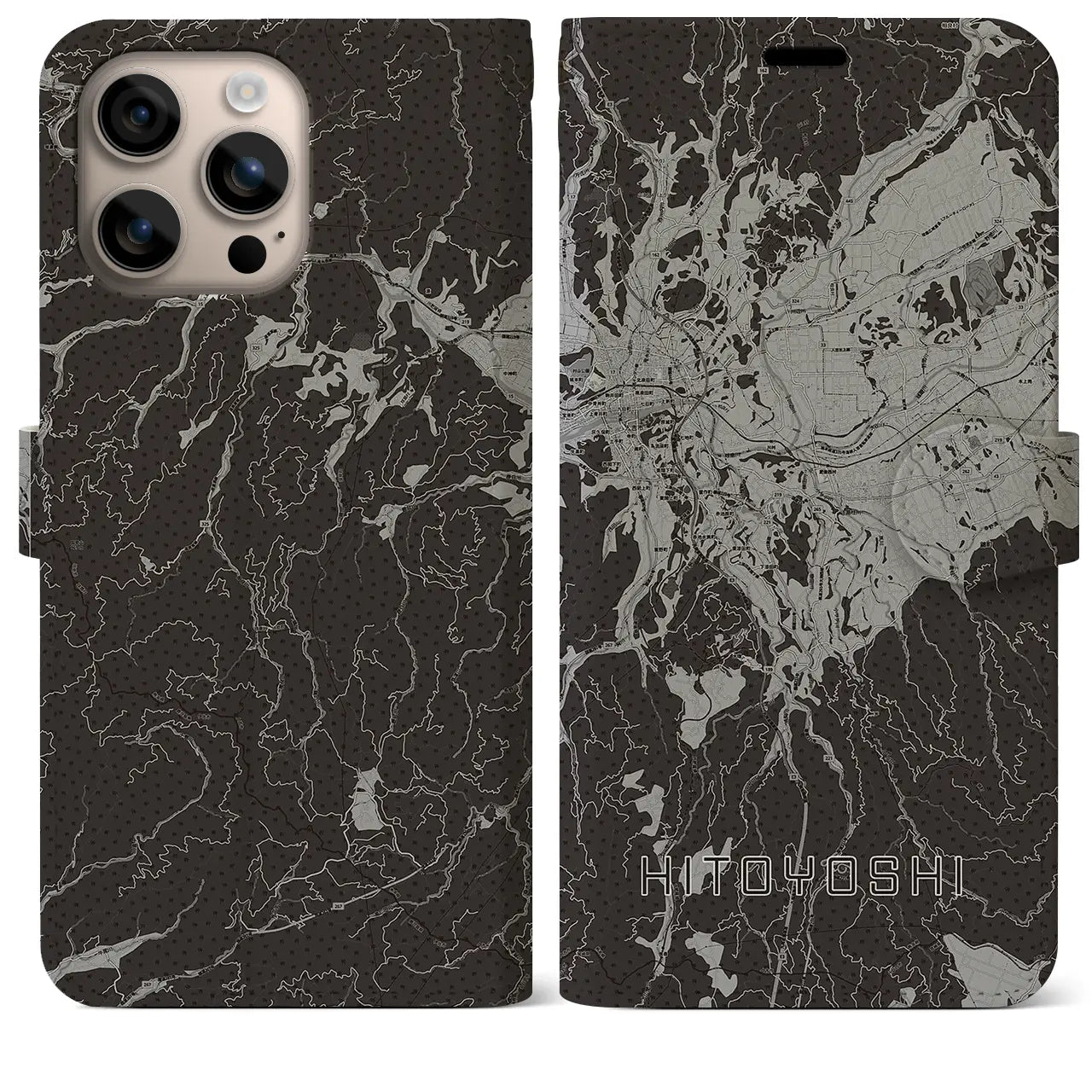 【人吉（熊本県）】地図柄iPhoneケース（手帳タイプ）