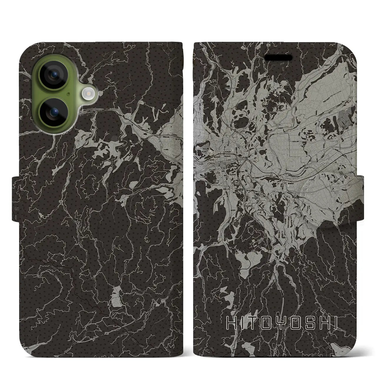 【人吉（熊本県）】地図柄iPhoneケース（手帳タイプ）