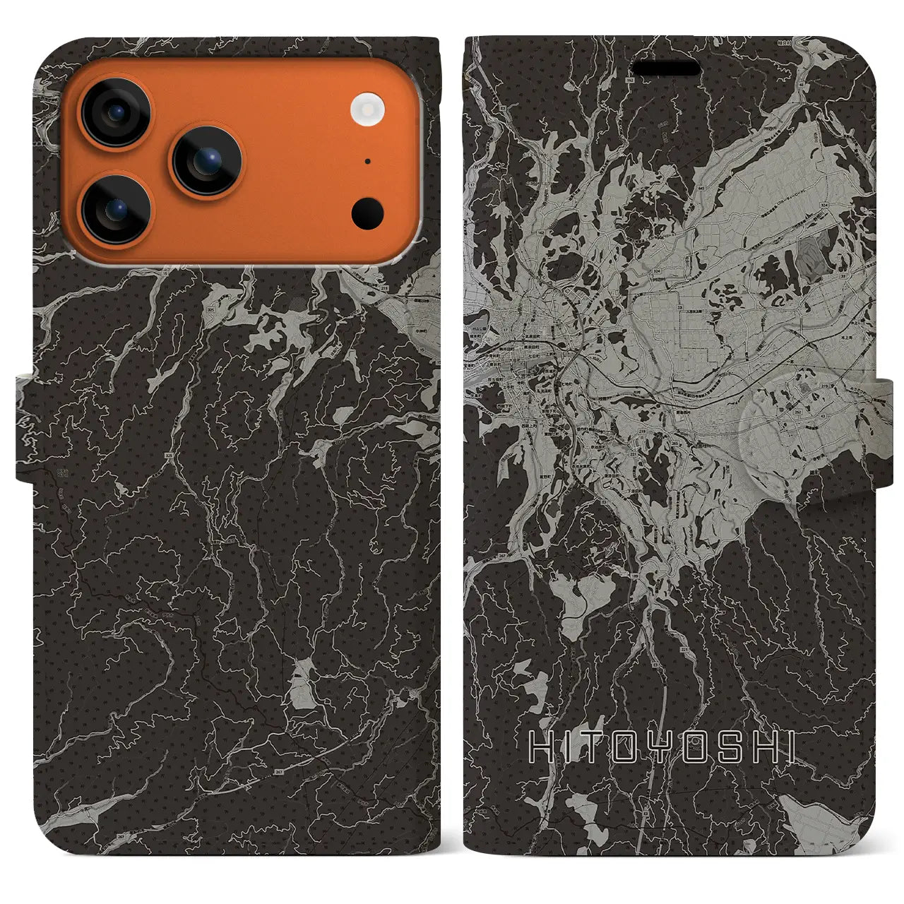 【人吉（熊本県）】地図柄iPhoneケース（手帳タイプ）