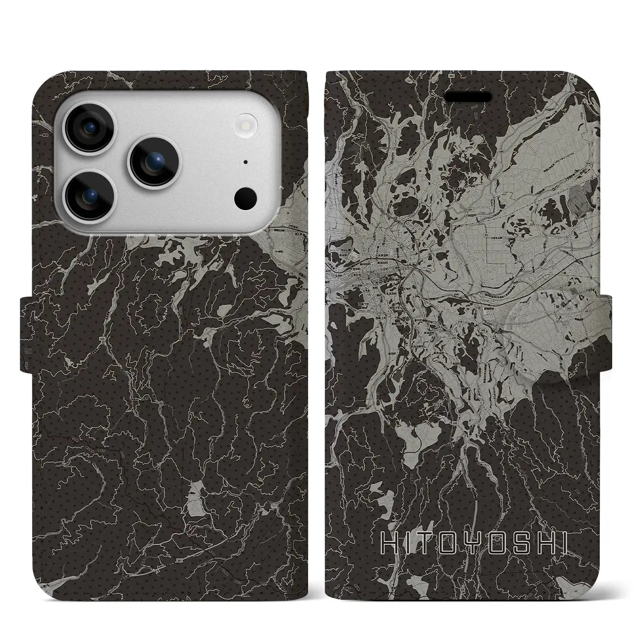 【人吉（熊本県）】地図柄iPhoneケース（手帳タイプ）