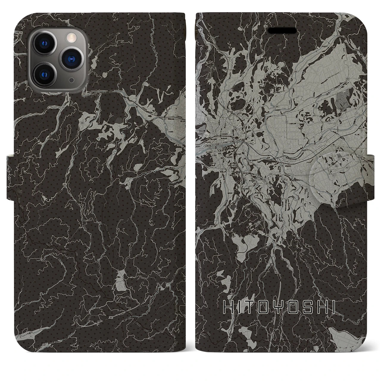 【人吉（熊本県）】地図柄iPhoneケース（手帳タイプ）