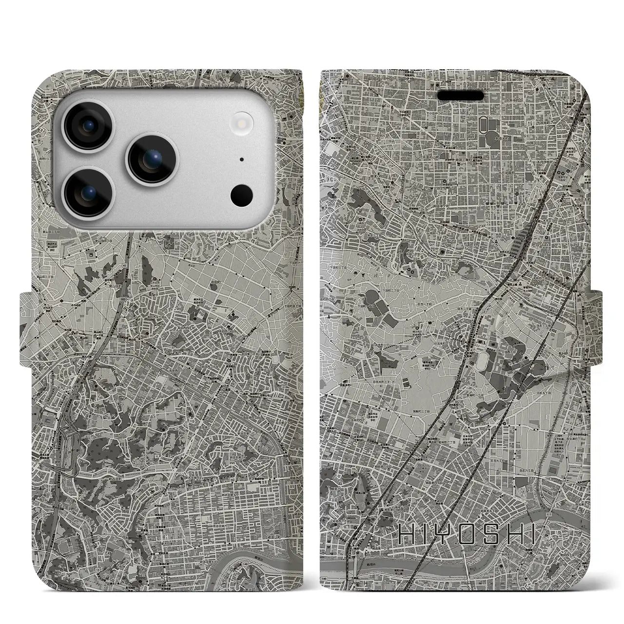 【日吉（神奈川県）】地図柄iPhoneケース（手帳タイプ）