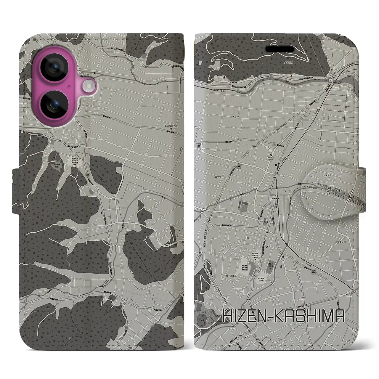 【肥前鹿島（佐賀県）】地図柄iPhoneケース（手帳タイプ）