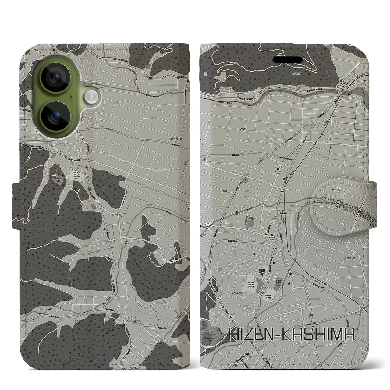 【肥前鹿島（佐賀県）】地図柄iPhoneケース（手帳タイプ）