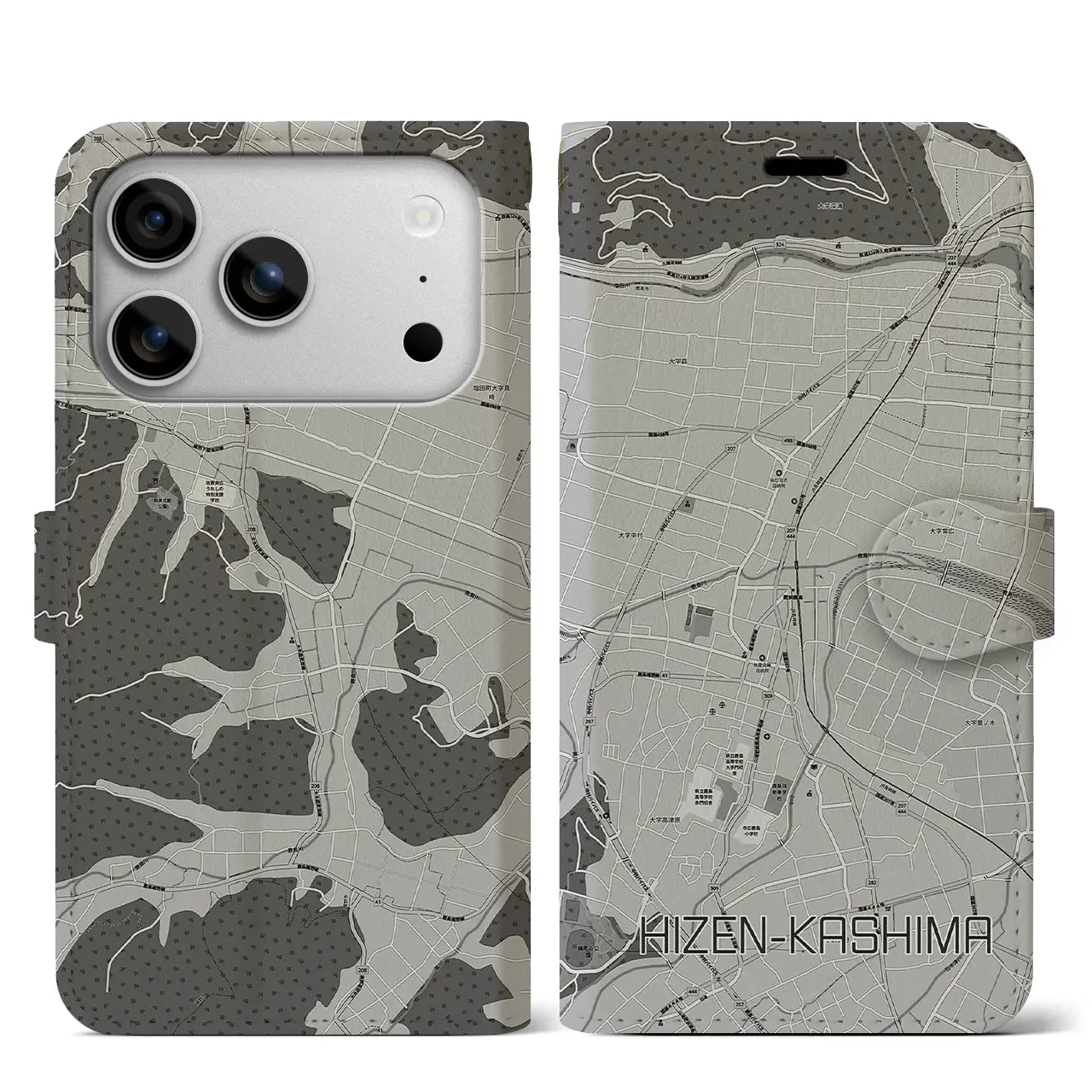 【肥前鹿島（佐賀県）】地図柄iPhoneケース（手帳タイプ）