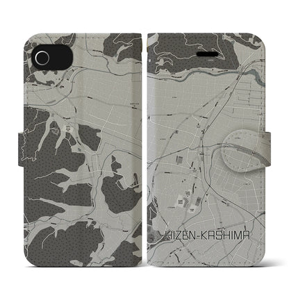 【肥前鹿島（佐賀県）】地図柄iPhoneケース（手帳タイプ）モノトーン・iPhone SE（第3 / 第2世代） / 8 / 7 / 6s / 6 用