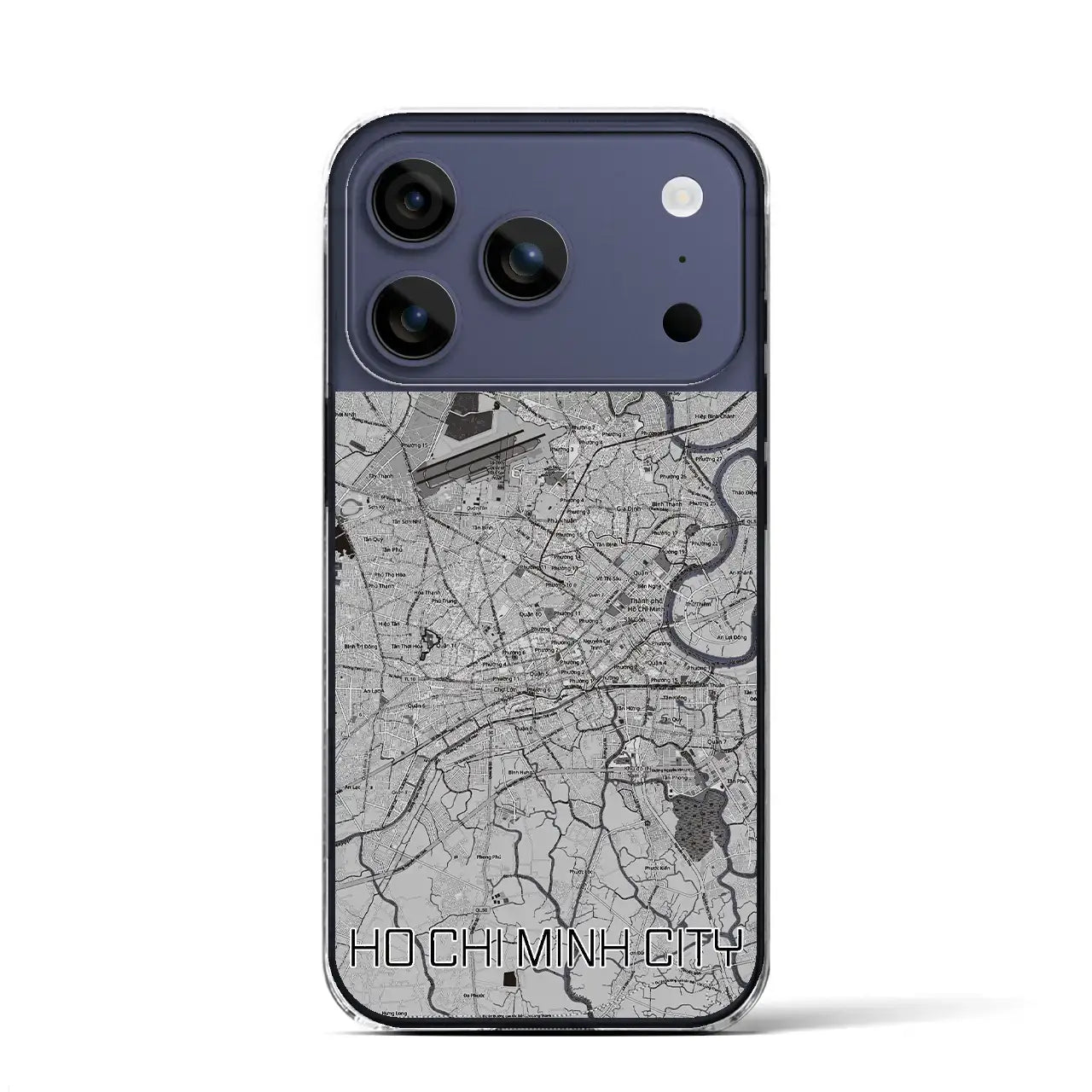 【ホーチミン（ベトナム）】地図柄iPhoneケース（クリアタイプ）モノトーン・iPhone 17 Pro Max 用