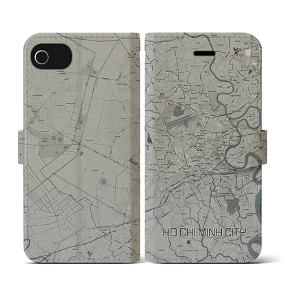 【ホーチミン（ベトナム）】地図柄iPhoneケース（手帳タイプ）モノトーン・iPhone SE（第3 / 第2世代） / 8 / 7 / 6s / 6 用