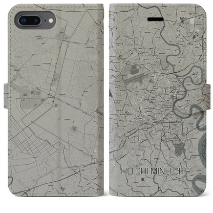 【ホーチミン（ベトナム）】地図柄iPhoneケース（手帳タイプ）モノトーン・iPhone 8Plus /7Plus / 6sPlus / 6Plus 用