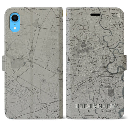 【ホーチミン（ベトナム）】地図柄iPhoneケース（手帳タイプ）モノトーン・iPhone XR 用