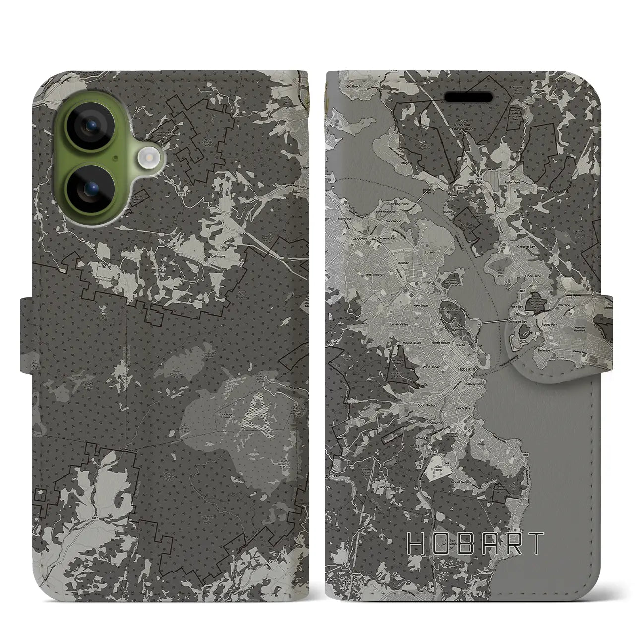 【ホバート（オーストラリア）】地図柄iPhoneケース（手帳タイプ）