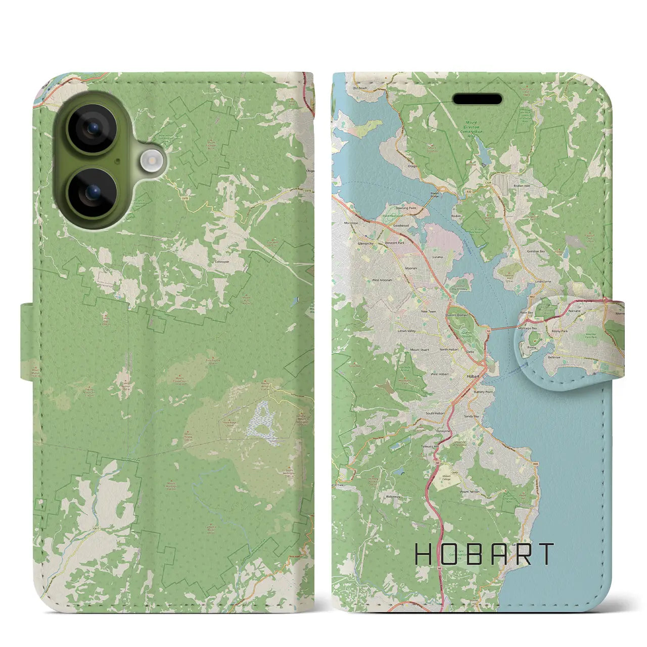 【ホバート（オーストラリア）】地図柄iPhoneケース（手帳タイプ）