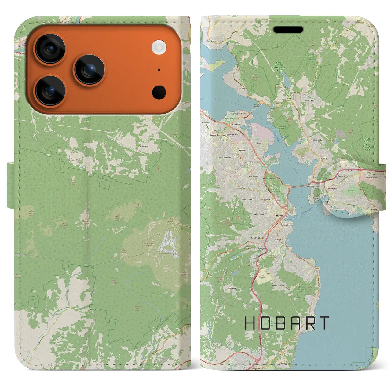 【ホバート（オーストラリア）】地図柄iPhoneケース（手帳タイプ）