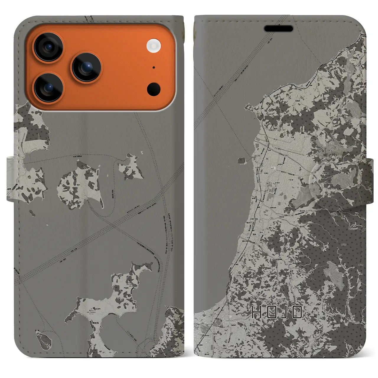 【北条（愛媛県）】地図柄iPhoneケース（手帳タイプ）