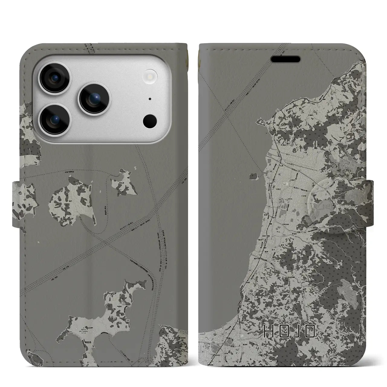 【北条（愛媛県）】地図柄iPhoneケース（手帳タイプ）