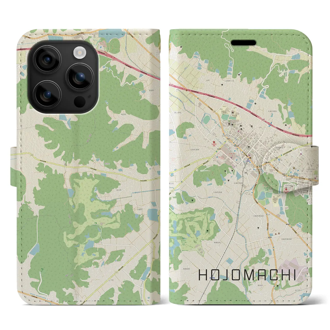 【北条町（兵庫県）】地図柄iPhoneケース（手帳タイプ）ナチュラル・iPhone 16 用