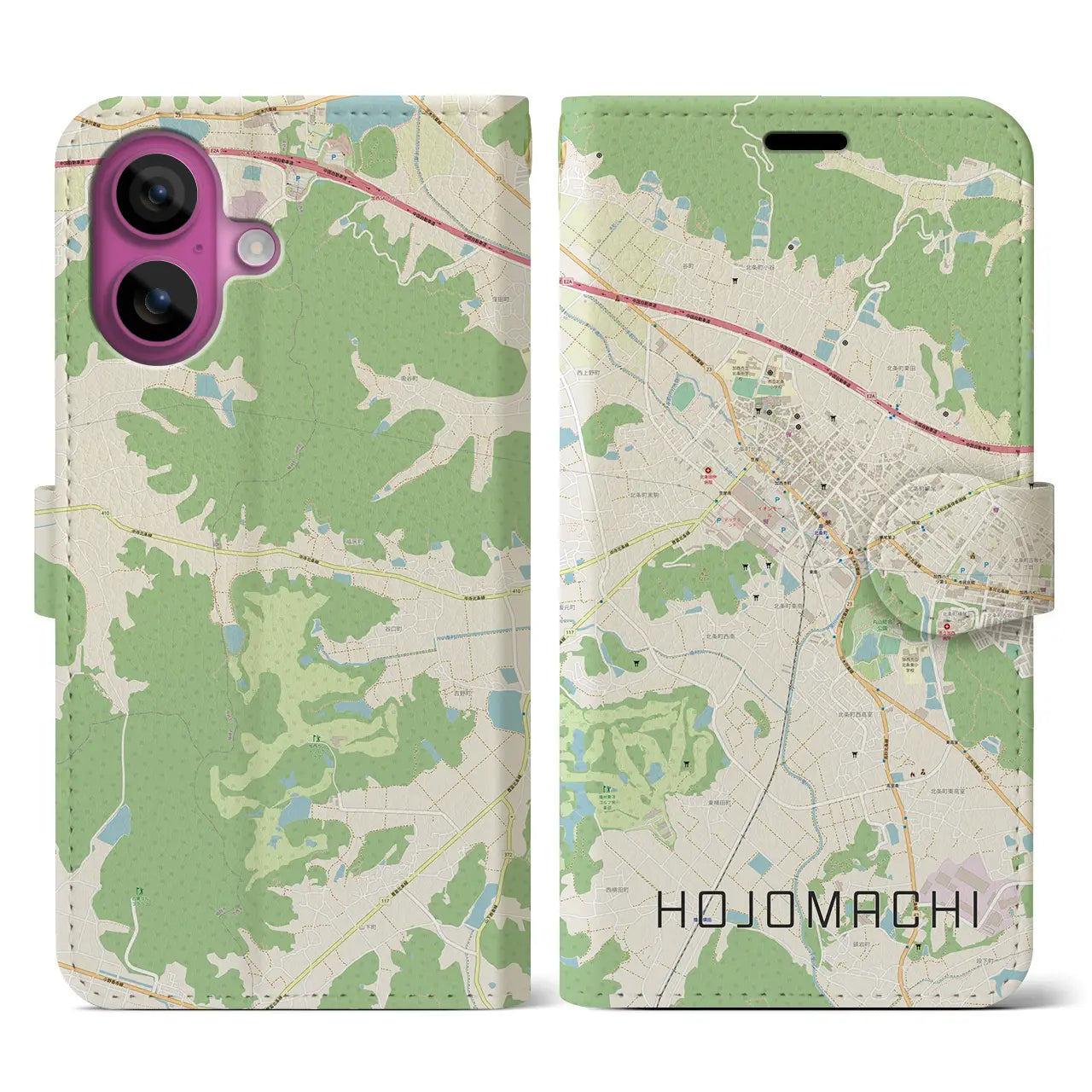 【北条町（兵庫県）】地図柄iPhoneケース（手帳タイプ）ナチュラル・iPhone 16 Pro 用