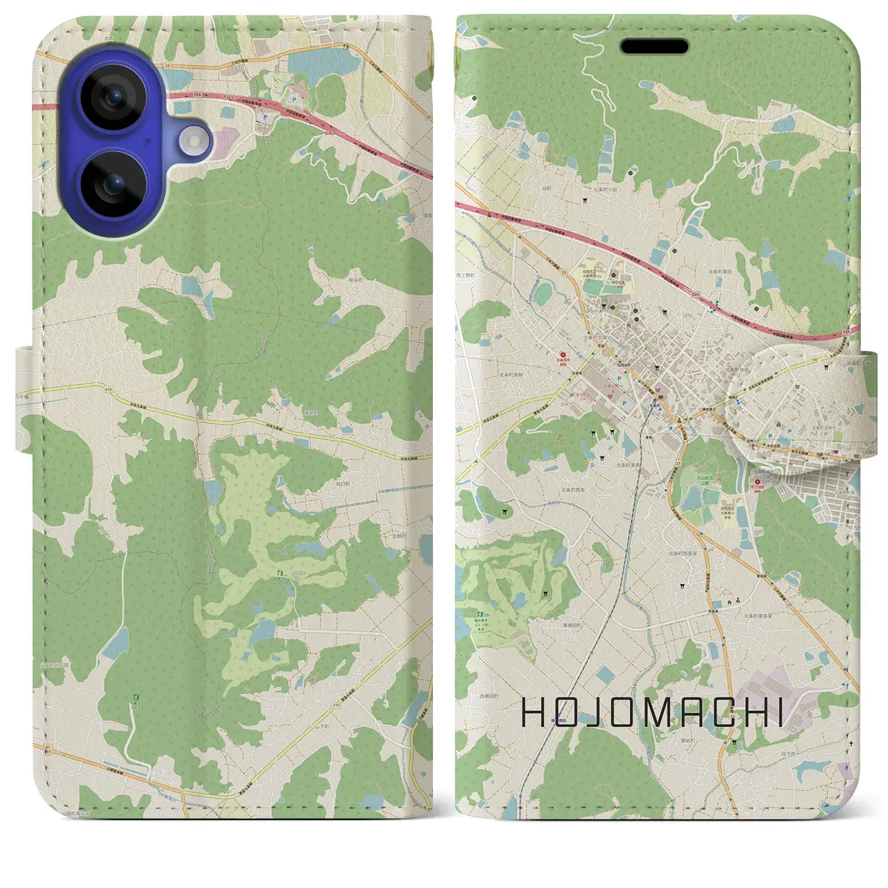 【北条町（兵庫県）】地図柄iPhoneケース（手帳タイプ）ナチュラル・iPhone 16 Pro Max 用