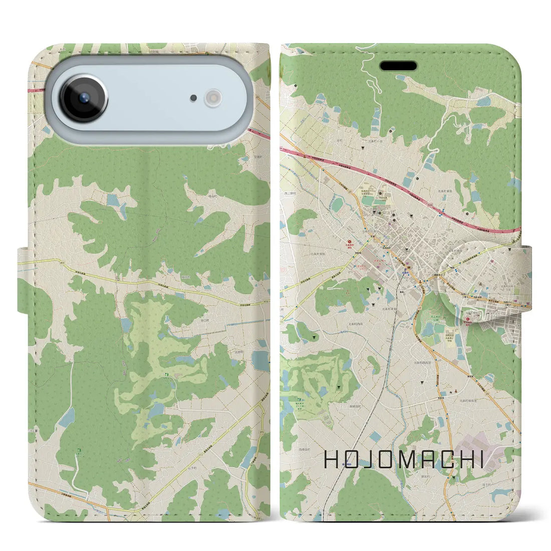 【北条町（兵庫県）】地図柄iPhoneケース（手帳タイプ）ナチュラル・iPhone 17 Pro Max 用
