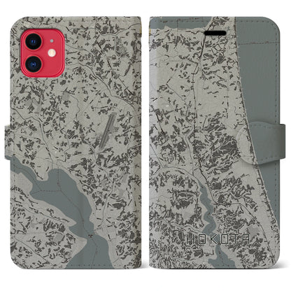 【鉾田（茨城県）】地図柄iPhoneケース（手帳タイプ）モノトーン・iPhone 11 用