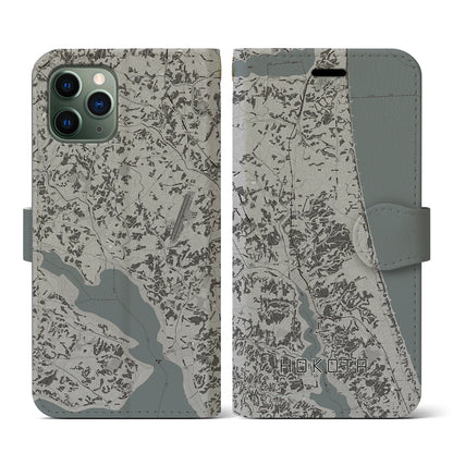 【鉾田（茨城県）】地図柄iPhoneケース（手帳タイプ）モノトーン・iPhone 11 Pro 用