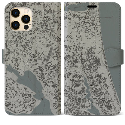 【鉾田（茨城県）】地図柄iPhoneケース（手帳タイプ）モノトーン・iPhone 12 Pro Max 用