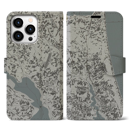 【鉾田（茨城県）】地図柄iPhoneケース（手帳タイプ）モノトーン・iPhone 13 Pro 用