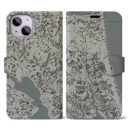 【鉾田（茨城県）】地図柄iPhoneケース（手帳タイプ）モノトーン・iPhone 14 用