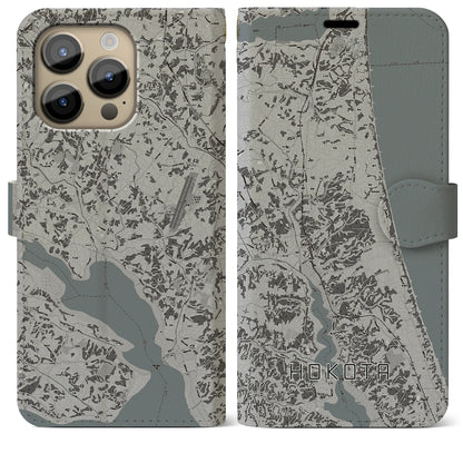 【鉾田（茨城県）】地図柄iPhoneケース（手帳タイプ）モノトーン・iPhone 14 Pro Max 用