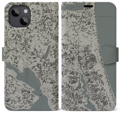 【鉾田（茨城県）】地図柄iPhoneケース（手帳タイプ）モノトーン・iPhone 14 Plus 用