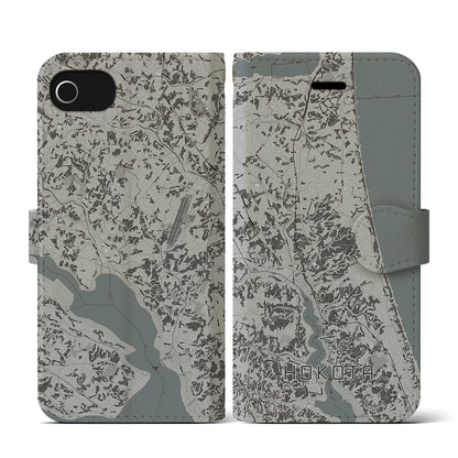【鉾田（茨城県）】地図柄iPhoneケース（手帳タイプ）モノトーン・iPhone SE（第3 / 第2世代） / 8 / 7 / 6s / 6 用