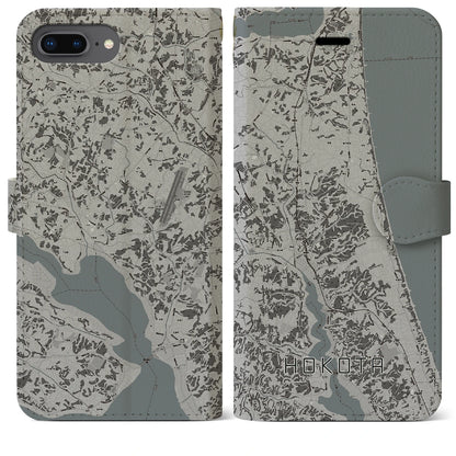 【鉾田（茨城県）】地図柄iPhoneケース（手帳タイプ）モノトーン・iPhone 8Plus /7Plus / 6sPlus / 6Plus 用