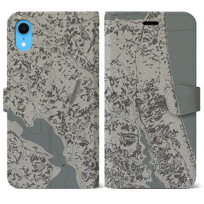 【鉾田（茨城県）】地図柄iPhoneケース（手帳タイプ）モノトーン・iPhone XR 用