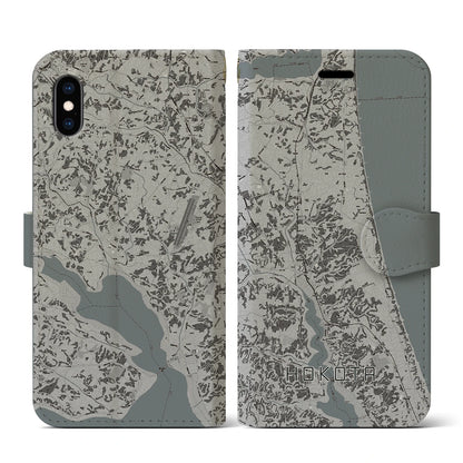 【鉾田（茨城県）】地図柄iPhoneケース（手帳タイプ）モノトーン・iPhone XS / X 用