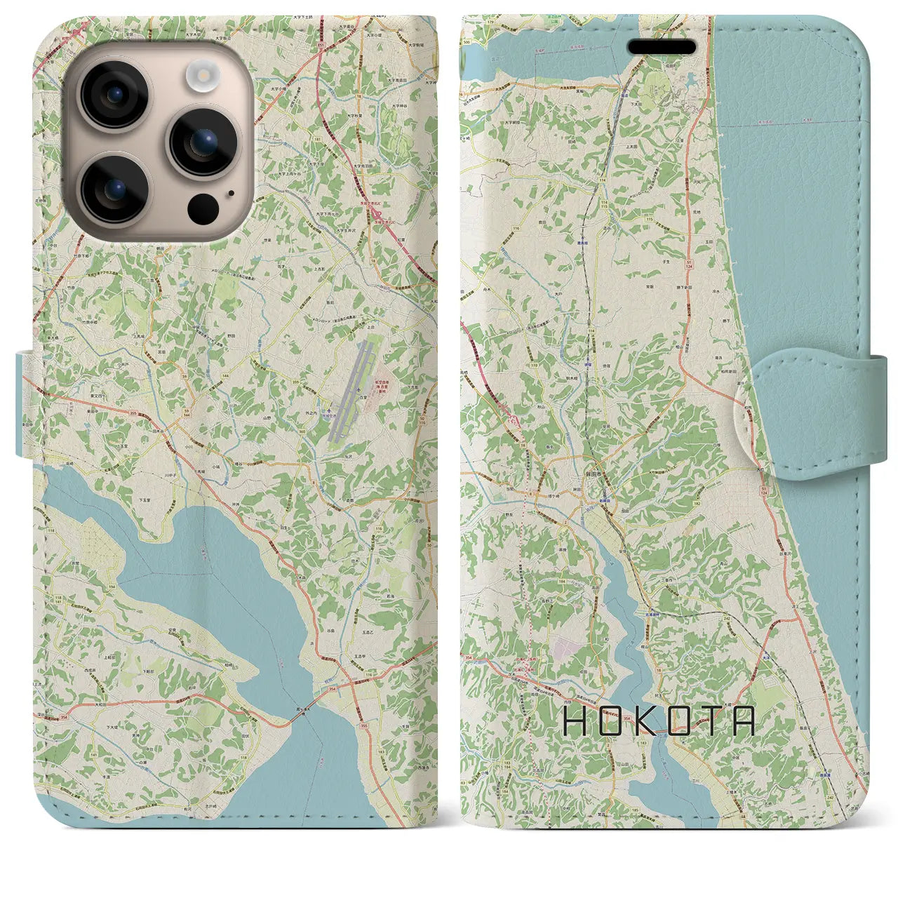 【鉾田（茨城県）】地図柄iPhoneケース（手帳タイプ）ナチュラル・iPhone 16 Plus 用