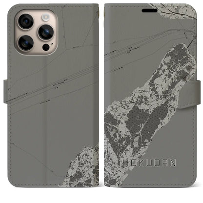 【北淡（兵庫県）】地図柄iPhoneケース（手帳タイプ）モノトーン・iPhone 16 Plus 用