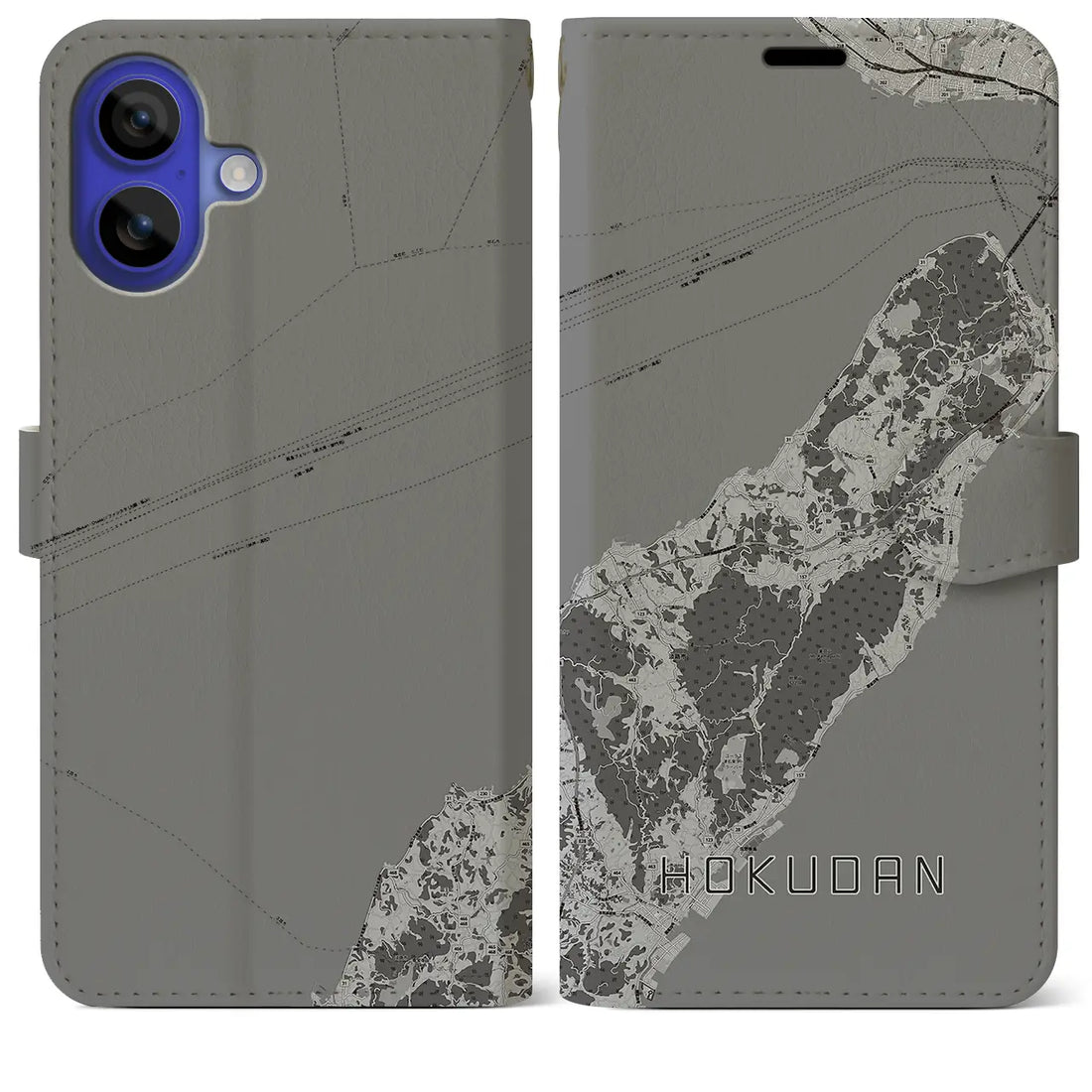 【北淡(兵庫県)】地図柄iPhoneケース(手帳タイプ)モノトーン・iPhone 16 Pro Max 用