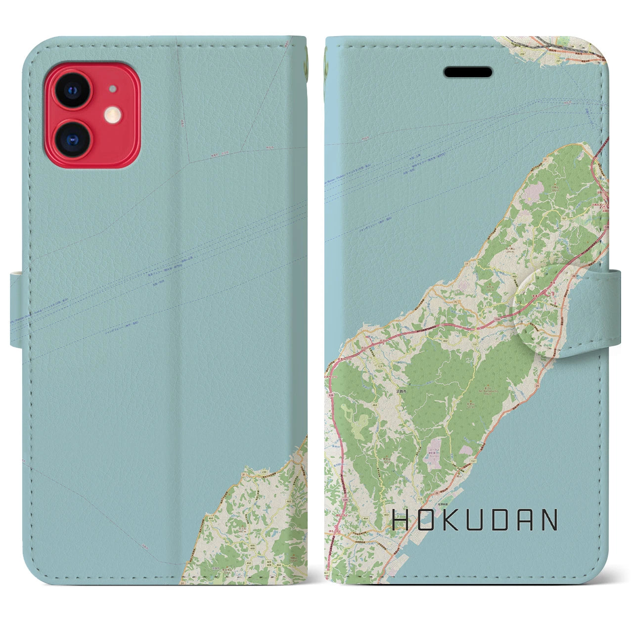 【北淡（兵庫県）】地図柄iPhoneケース（手帳タイプ）ナチュラル・iPhone 11 用