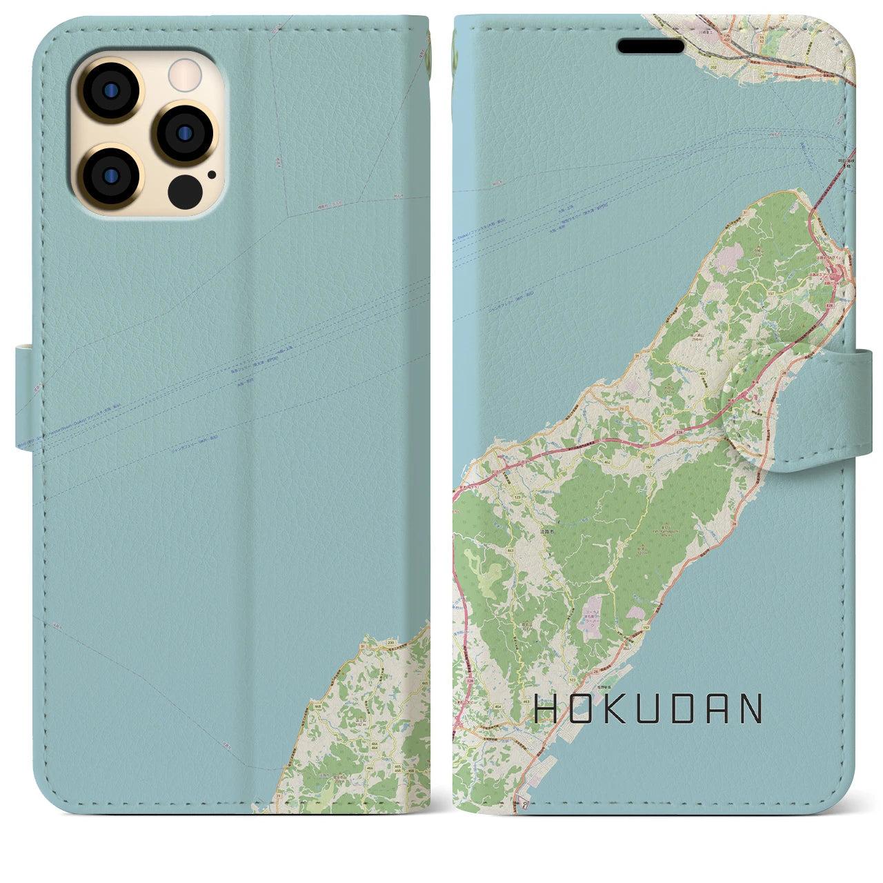 【北淡（兵庫県）】地図柄iPhoneケース（手帳タイプ）ナチュラル・iPhone 12 Pro Max 用