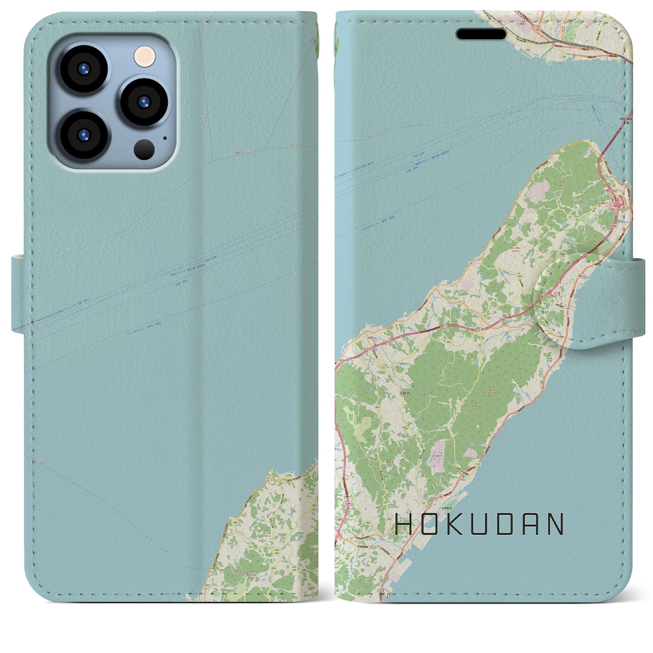 【北淡（兵庫県）】地図柄iPhoneケース（手帳タイプ）ナチュラル・iPhone 13 Pro Max 用